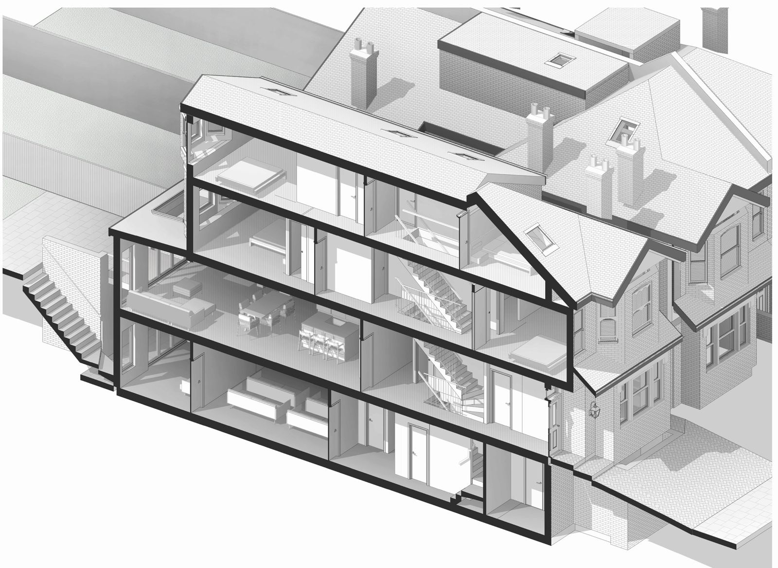 Basement, Loft & Extension Design in Woodwarde Road — CGI visualisation 2