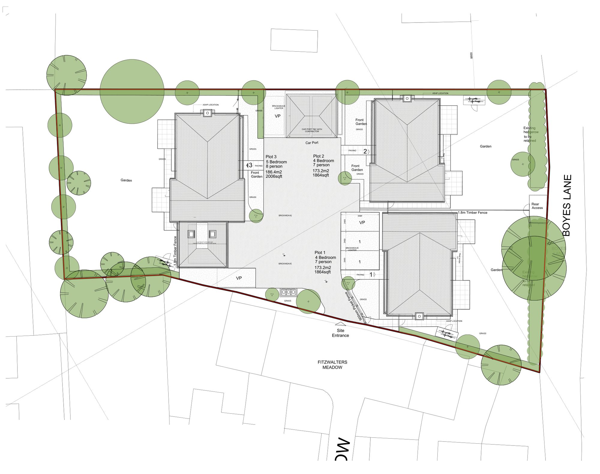 Proposed site plan for the Fitzwalters scheme in Surrey
