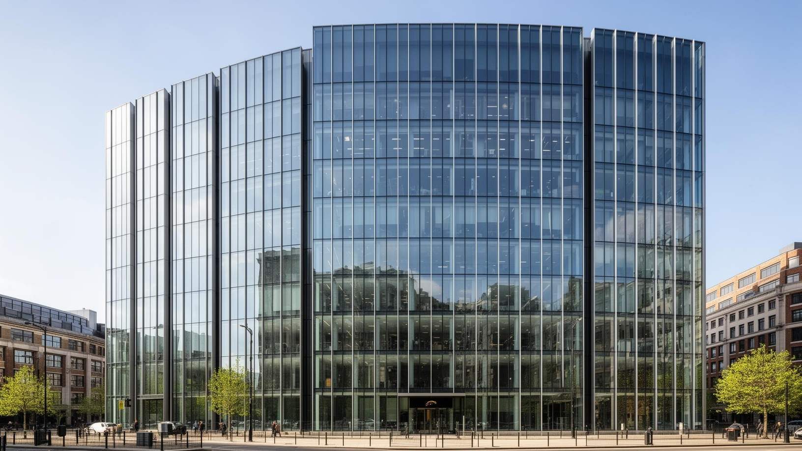 Curtain-walled commercial building