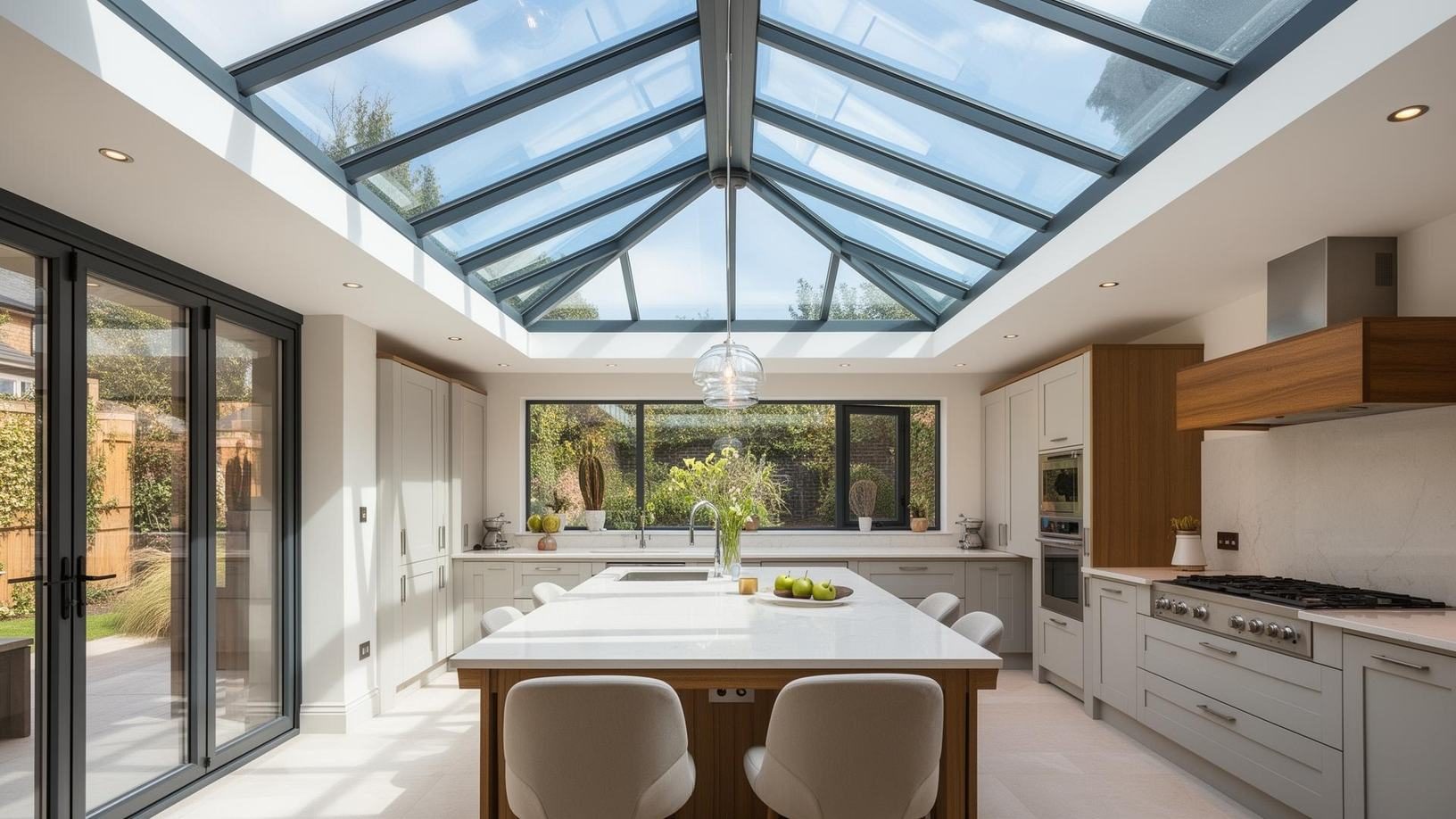 Roof lantern over a kitchen island