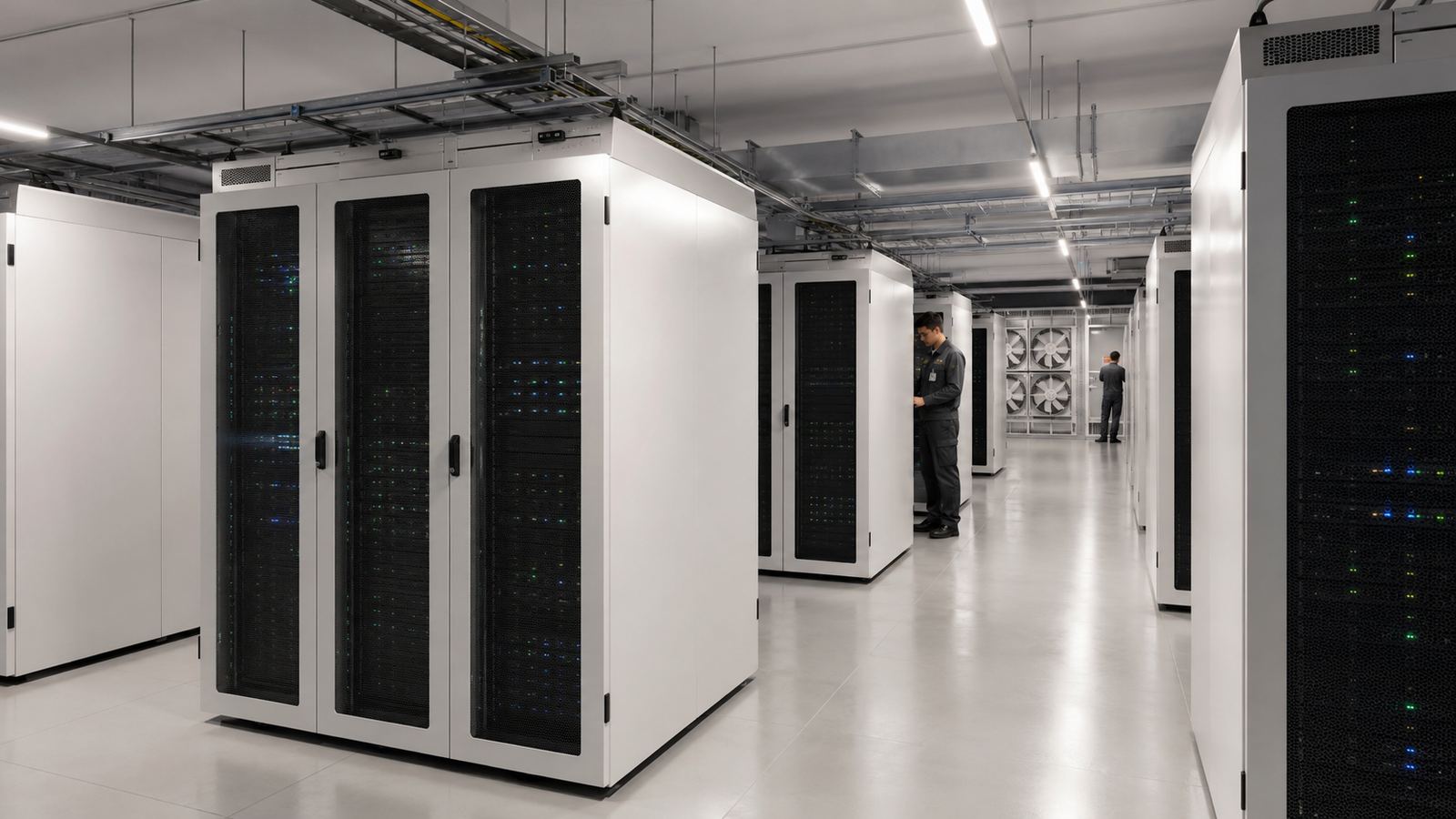 LINX design visual: a plant hall with equipment cabinets and overhead services