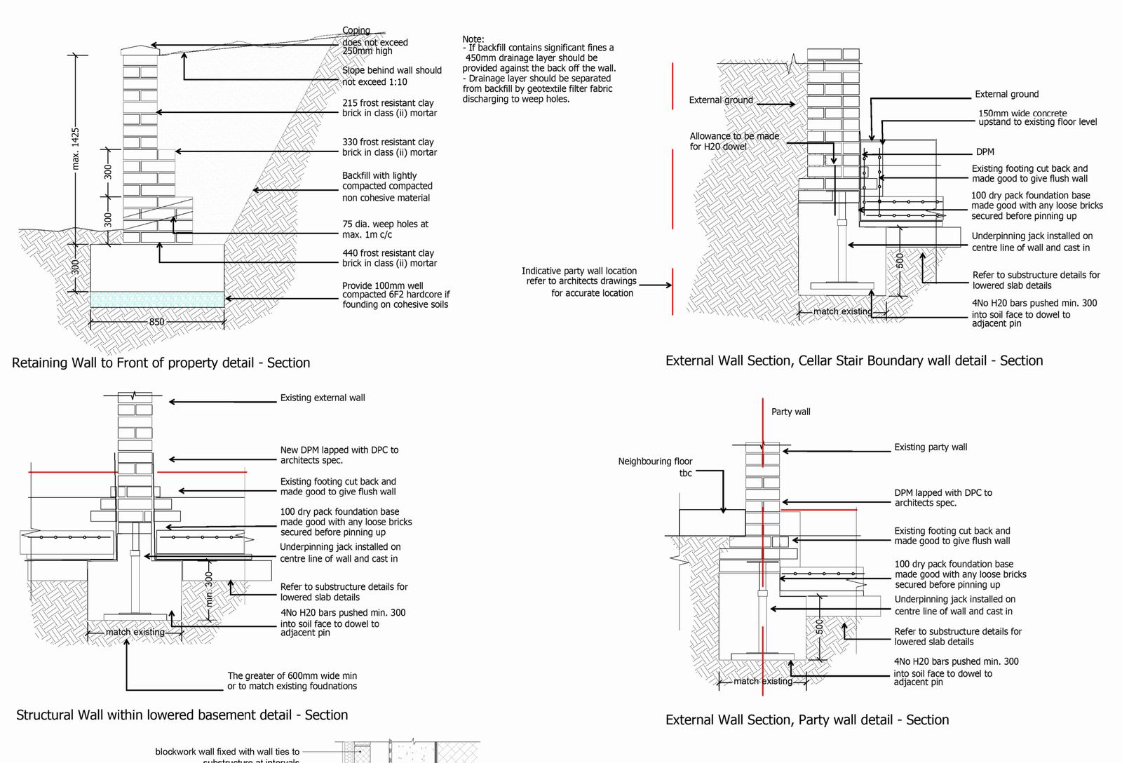 Construction details from a LINX building-control drawing set