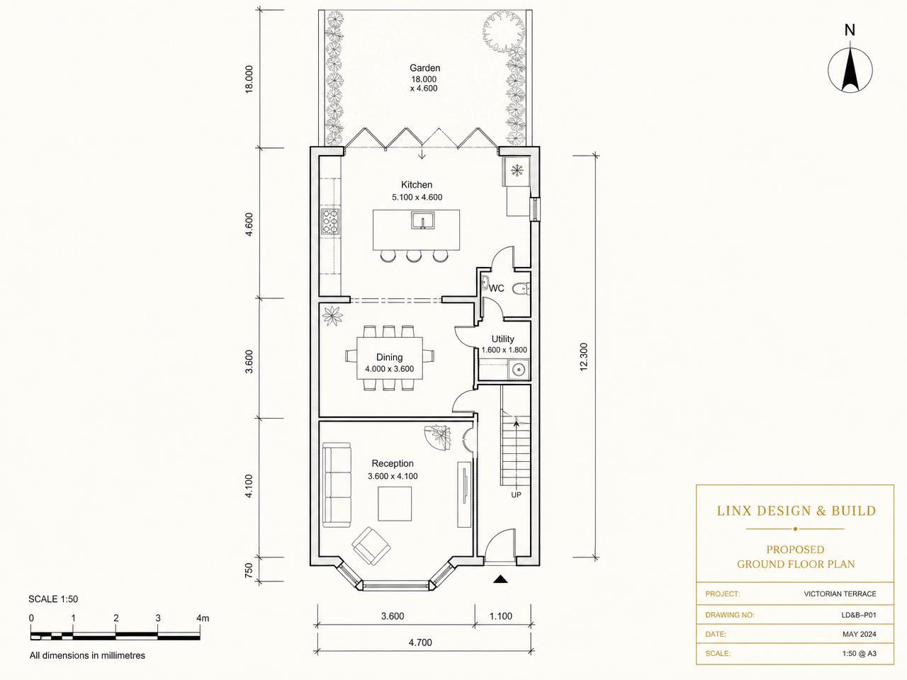 A LINX architectural floor plan drawing of a proposed ground floor