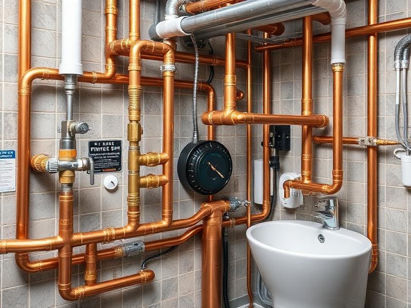 Copper heating and water pipework in a plant room
